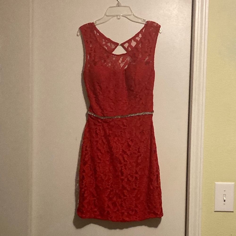 City Triangles Red Lace Dress